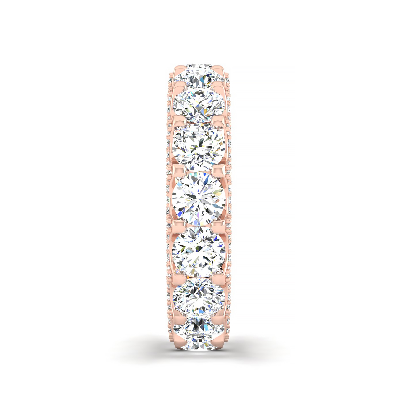 Round Shape Eternity Band with Pave Set Side Diamonds